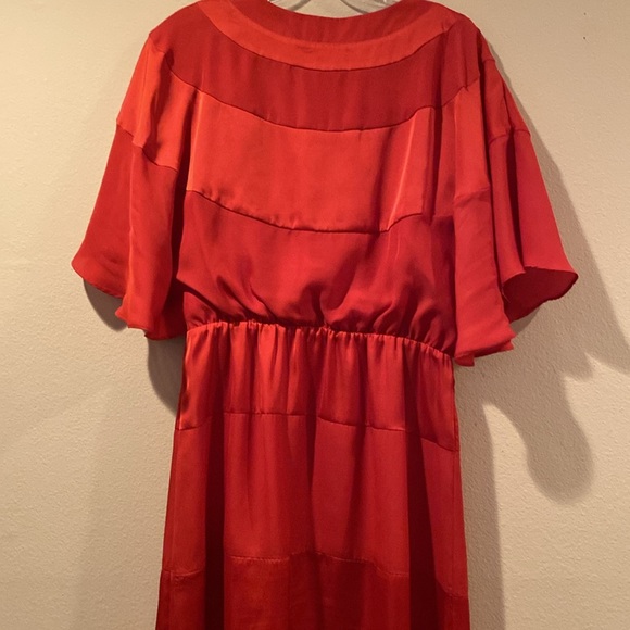 Womens Size 8 Vince Camuto Red/Orange Mid-Dress - Picture 7 of 8